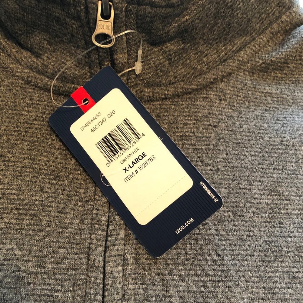 Izod Men's Golf 1/4 Zip Knitted Pullover Sweater Gray Size XL - Picture 4 of 8